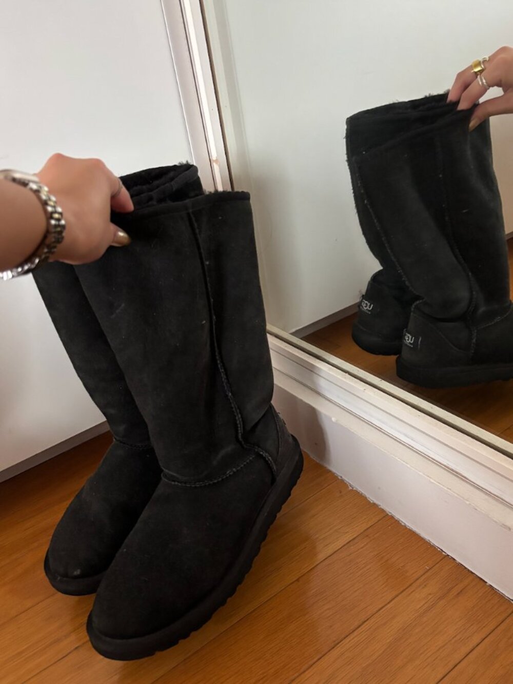 UGG Classic Tall Black Suede Boots Size 5